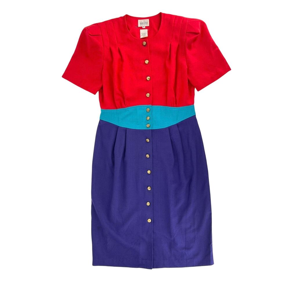 90s Color Block Dress Leslie Fay 1990s Vintage
